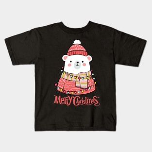 Merry Christmas a cute polar bear illustration Kids T-Shirt